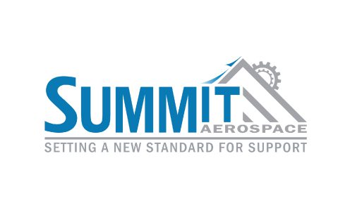A logo of summit Aerospace in blue and gray with white background