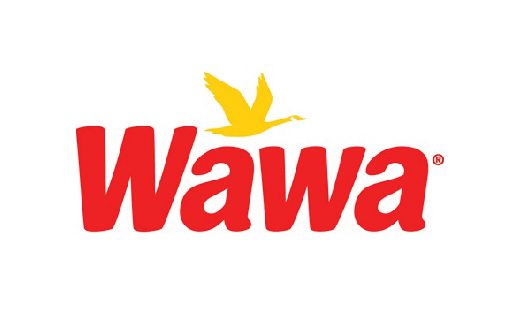 A logo of wawa in red with a yellow bird on top with white background