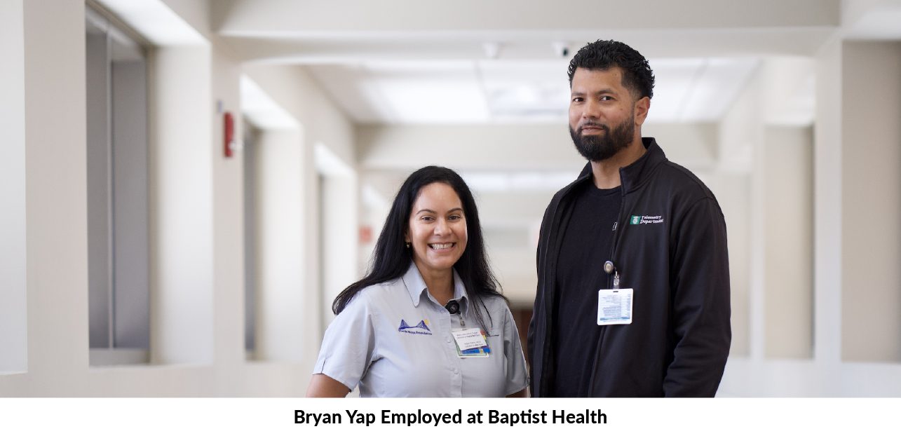 Young adult with special needs working at Baptist Health in Miami, Fl