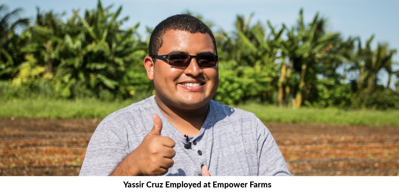 Young adult with special needs working at Empower Farms in Homestead, Florida