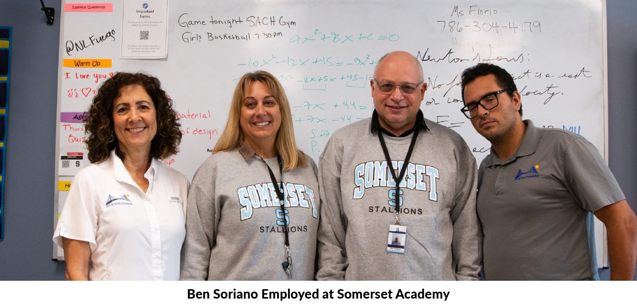 Young adult with special needs working at Somerset Academy in Miami, Florida