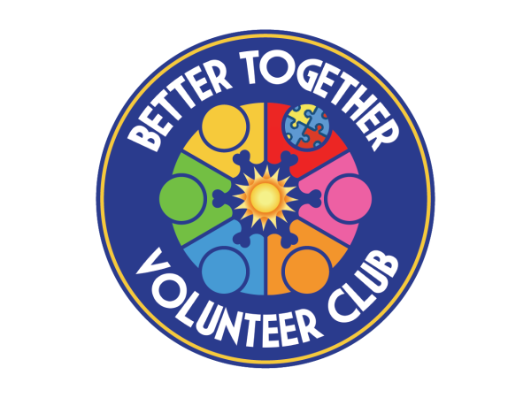 A blue circle with the words " better together volunteer club ".